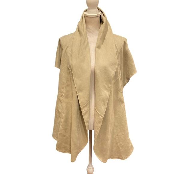 Chico’s Elongated Suede Taylor Vest Faux Size S/M Beige Willow Wind Fall Light - Picture 15 of 16